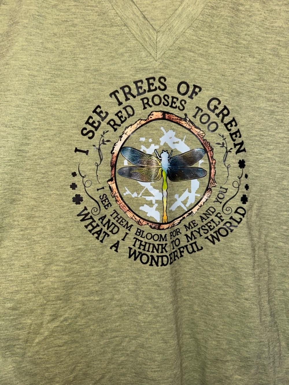 💥SALE Dragonfly Nature Graphic Tee V-Neck Small Cottagecore Boho Shirt - Picture 2 of 6